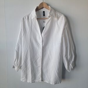stylewe fashin shrit womens size xl  white button up linen blend